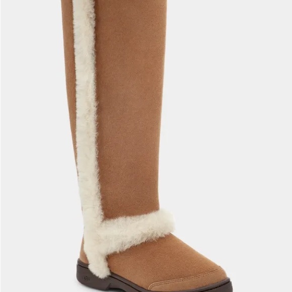 UGG | Sunburst Extra Tall Boots In Chestnut Suede Shearling NEW - Picture 4 of 14